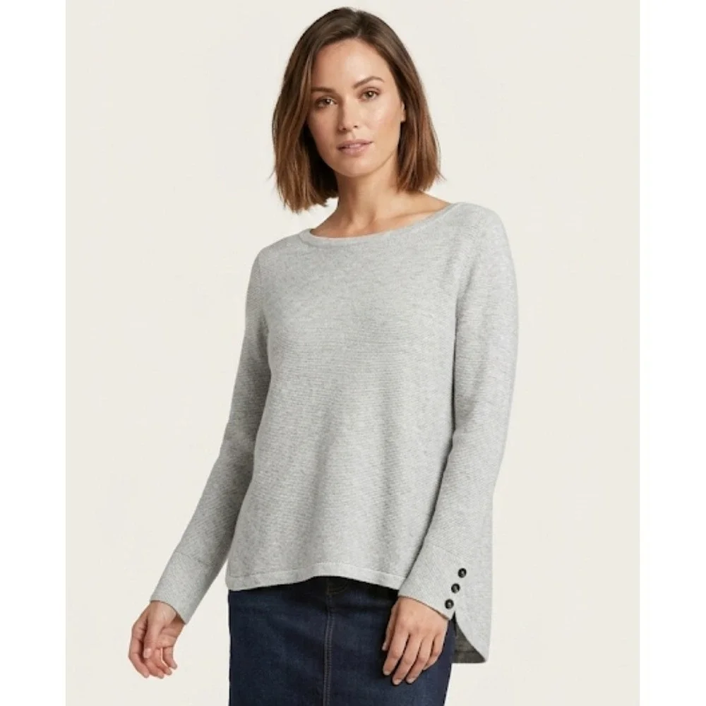 Talbots Women's Petite Gray Sparkle Soft Top Shirt  Knit Sweater L Petite‎ 386